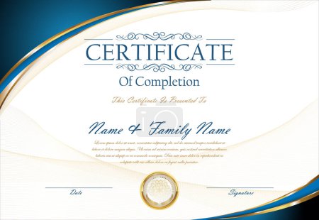 Illustration for Certificate Diploma of completion design template white background vector illustration - Royalty Free Image