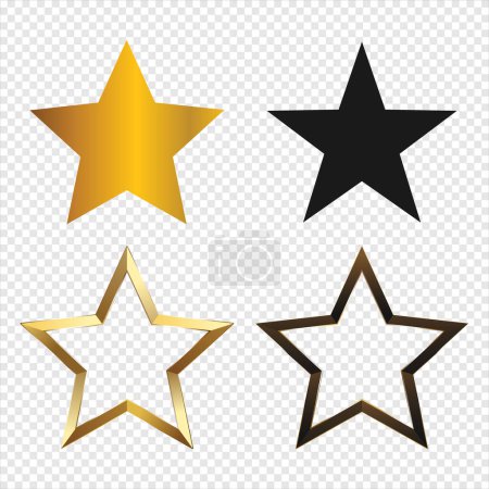 Illustration for Collection of glossy gold  white bronze and brown stars vector illustration - Royalty Free Image