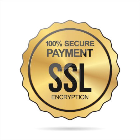 Illustration for SSL Certified gold and black label vector illustration - Royalty Free Image