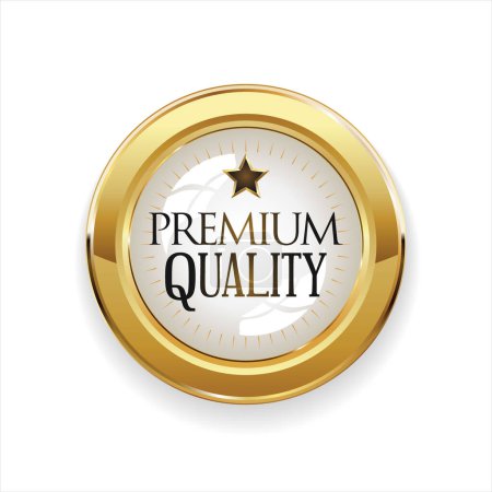 Illustration for Premium quality golden badge isolated on white background - Royalty Free Image