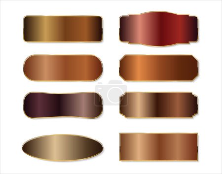 Illustration for Collection of bronze metallic gradient badges - Royalty Free Image