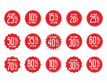 Illustration for Collection of discount sticker red price tag set vector illustration - Royalty Free Image