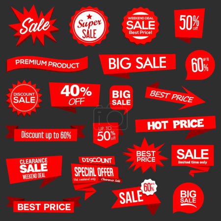 Illustration for Super sale badges and labels vector collection - Royalty Free Image