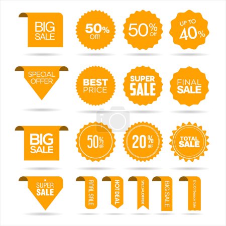 Ilustración de Sale Stickers shop product tags labels or sale discount banners vector  templates - Imagen libre de derechos
