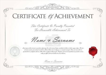 Illustration for Certificate or diploma template with decorative design calligraphy elements - Royalty Free Image