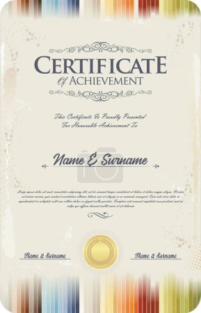 Illustration for Retro vintage certificate or diploma vector design - Royalty Free Image