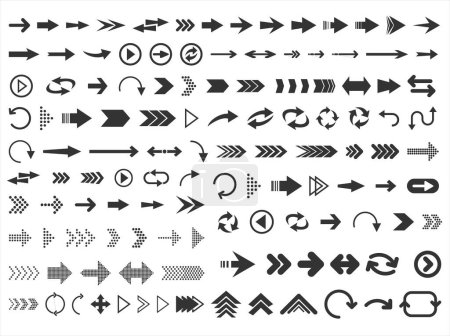 Ilustración de Gran colección de diferentes flechas iconos vector ilustración - Imagen libre de derechos
