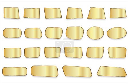 Illustration for Golden metal plates collection on white background - Royalty Free Image