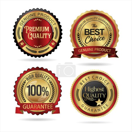 Illustration for Premium quality gold black and red badge collection - Royalty Free Image