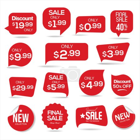 Ilustración de Sale stickers and tags red collection vector illustration - Imagen libre de derechos