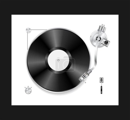 Ilustración de Disco de grabación de vinilo negro concepto plano vector ilustración - Imagen libre de derechos