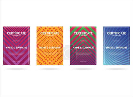 Ilustración de Certificado en puntos Halftone diseño colorido moderno futuros patrones geométricos - Imagen libre de derechos