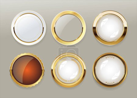 Ilustración de Oro de lujo y blanco insignias y etiquetas colección vectorial - Imagen libre de derechos