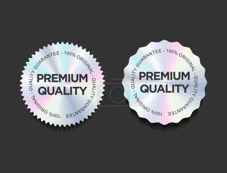 Illustration for Hologram sticker or label with holographic texture premium quality - Royalty Free Image