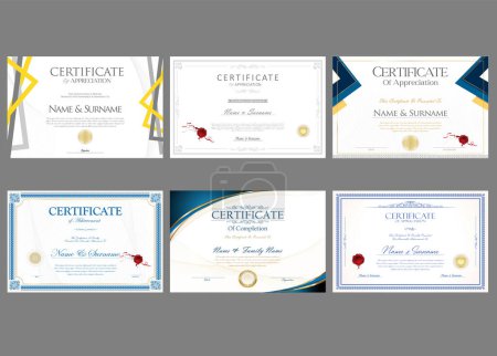Illustration for Collection of Certificate retro design template - Royalty Free Image