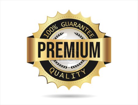 Illustration for Premium Quality golden badge isolated on white background vector illustration - Royalty Free Image
