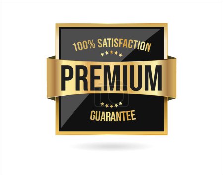 Téléchargez les illustrations : Badge doré de qualité Premium isolé sur fond blanc illustration vectorielle - en licence libre de droit