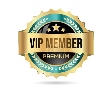 Illustration for VIP premium membership golden badge on white background - Royalty Free Image