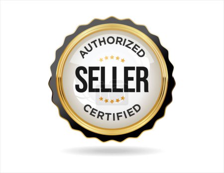 Illustration for Authorized seller certified gold stamp on white background - Royalty Free Image