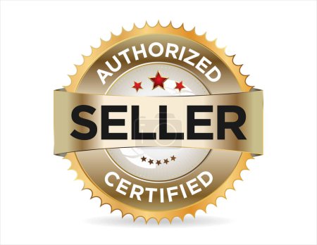 Illustration for Authorized seller certified gold stamp on white background - Royalty Free Image