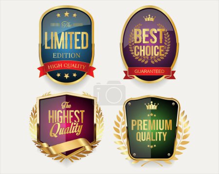 Illustration for Collection of golden luxury badge and labels isolated on white background - Royalty Free Image
