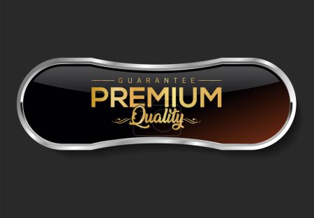 Illustration for Premium quality silver and black label isolated on black background - Royalty Free Image