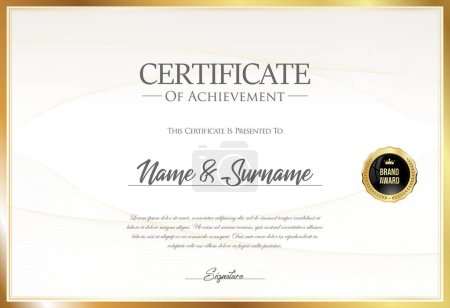 Ilustración de Certificado con sello dorado y borde de diseño colorido - Imagen libre de derechos