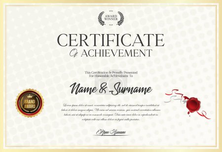 Illustration for Certificate or diploma retro vintage template vector illustration - Royalty Free Image