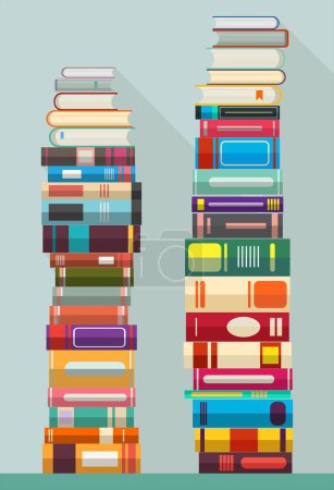 Illustration for Books on bookshelves in flat design style vector illustration - Royalty Free Image