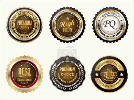 Illustration for Premium quality gold and silver badge collection vector illustration - Royalty Free Image