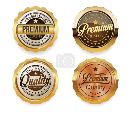 Ilustración de Colección de insignias de calidad premium de lujo de oro y bronce - Imagen libre de derechos