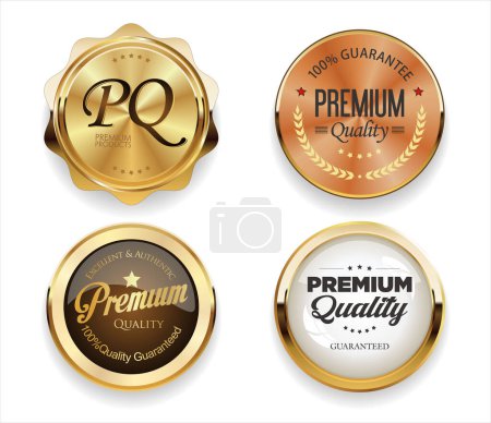 Illustration for Collection of  golden and bronze luxury premium quality badges - Royalty Free Image