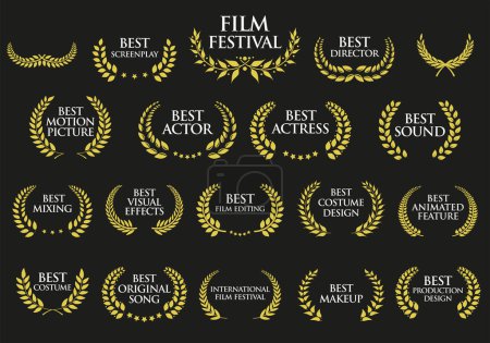 Collection de couronnes lauréates pour festivals de cinéma illustration vectorielle 