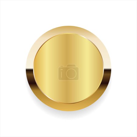 Téléchargez les illustrations : Illustration vectorielle de badge de récompense en or blanc brillant rond réaliste - en licence libre de droit