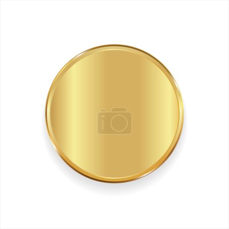 Illustration for Realistic round shiny blank gold award badge vector illustration - Royalty Free Image