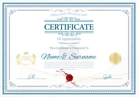 Illustration for Certificate with golden seal vector illustration - Royalty Free Image