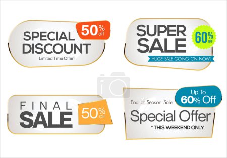 Illustration for Sale banner collection concept discount promotion layout on white background - Royalty Free Image