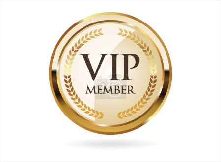 VIP premium membership golden badge on white background