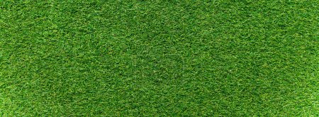 Photo for Panorama of green artificial turf flooring texture and background seamless. - Royalty Free Image