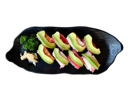 Téléchargez les photos : Le rouleau de saumon avocat japonais premium - en image libre de droit