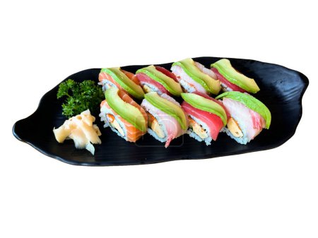 Téléchargez les photos : Le rouleau de saumon avocat japonais premium - en image libre de droit