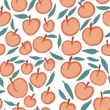Photo for Square seamless pattern of peaches. cute pattern with hand drawn elements. scandinavian style. - Royalty Free Image