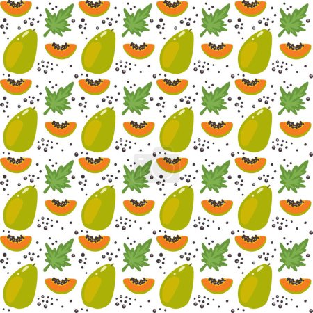 Photo for Seamless papaya pattern, white background - Royalty Free Image