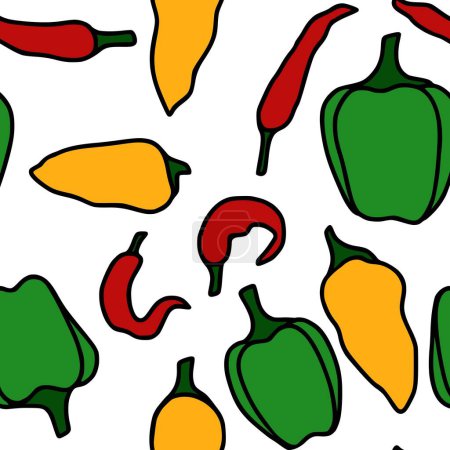 Photo for Seamless pattern with different selection of peppers. - Royalty Free Image