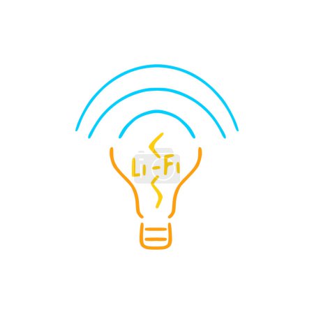 Téléchargez les photos : Logo linéaire, concept de réception de la communication de la lumière, Li Fi - en image libre de droit