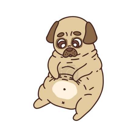 Illustration for A fat, chubby cute pug. Illustration on a white background. - Royalty Free Image