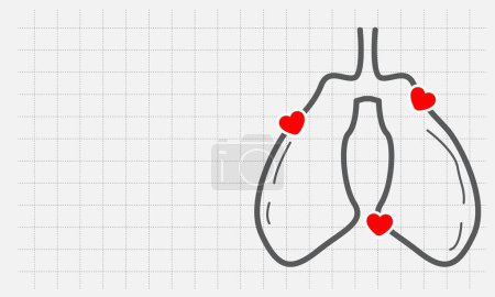 Illustration for Healthy Lungs. Depicted with lungs outline and love symbol with heart. - Royalty Free Image