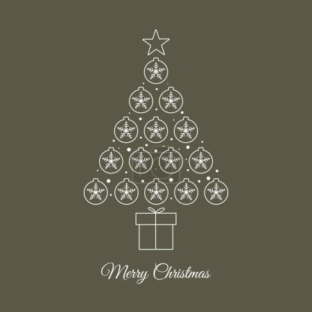 Photo for Text Merry Christmas New Year toys in the form of a Christmas tree. Vector illustration - Royalty Free Image