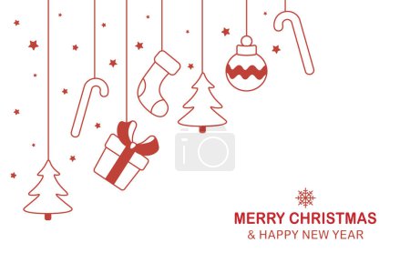 Photo for Hand drawn merry christmas decorative background design items are on the left. Vector illustration - Royalty Free Image