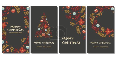 Photo for Vector set of dark vertical banners merry christmas and new year stories hand drawn. Vector illustration - Royalty Free Image